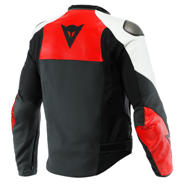 sportiva-leather-jacket-black-matt-lava-red-white image number 1